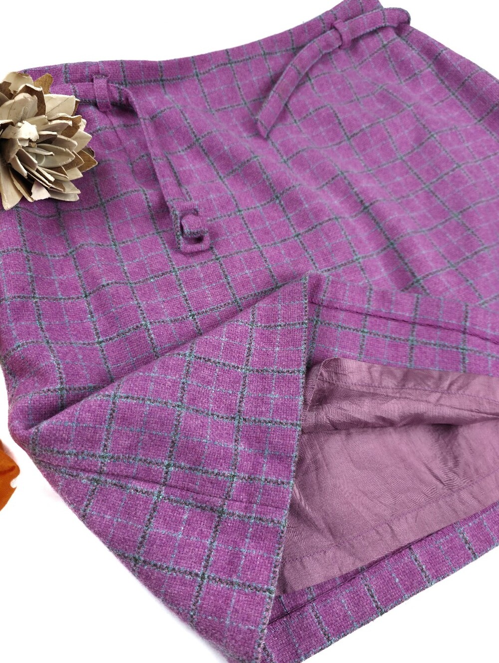 J. Crew Pink Plaid Wool-Blend Skirt Sz 12